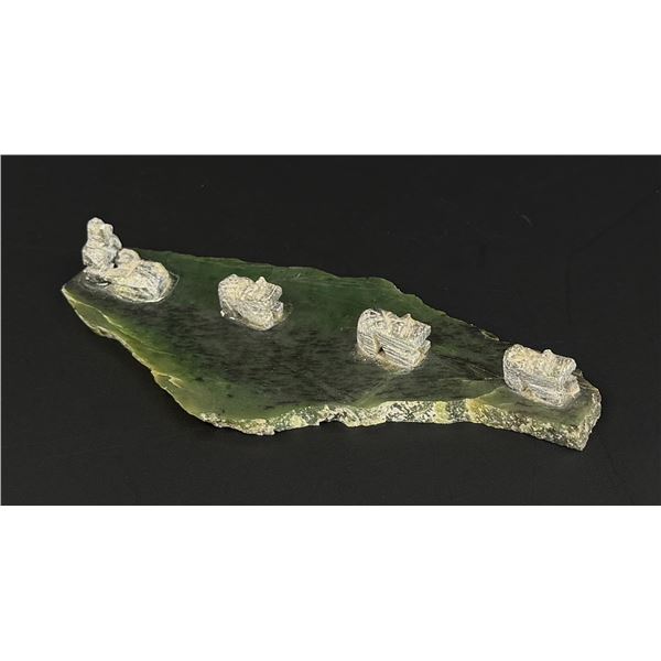 Alaskan Inuit Eskimo Jade Dog Sled Carving