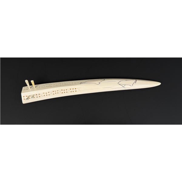 Alaskan Inuit Eskimo Walrus Ivory Cribbage Board