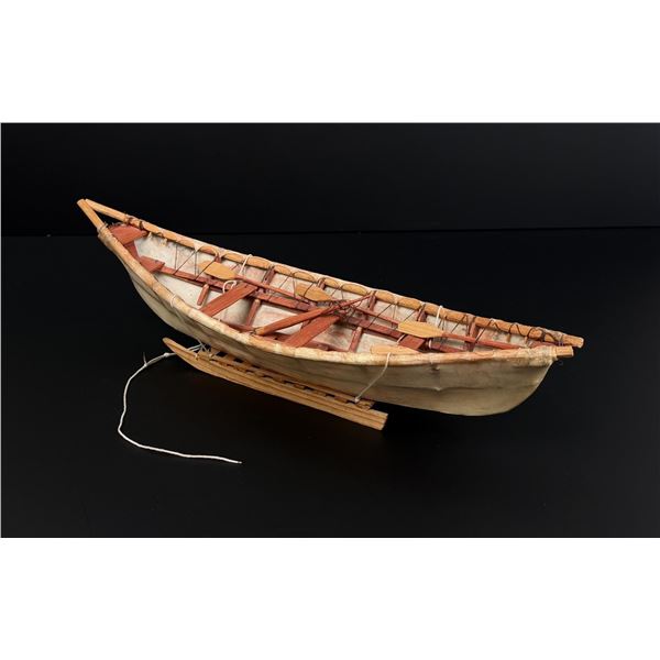 Victor Swan Alaskan Inuit Eskimo Miniature Canoe