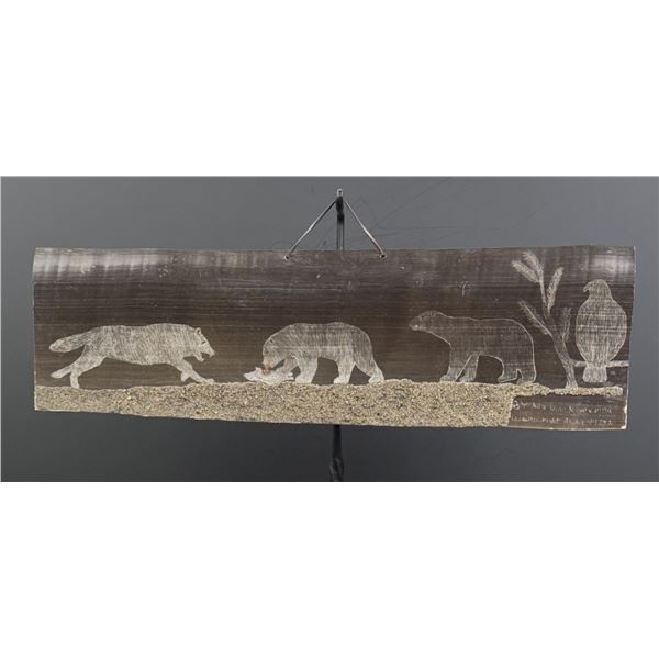 Ada Lynn Negovana Inuit Scrimshaw Baleen Panel