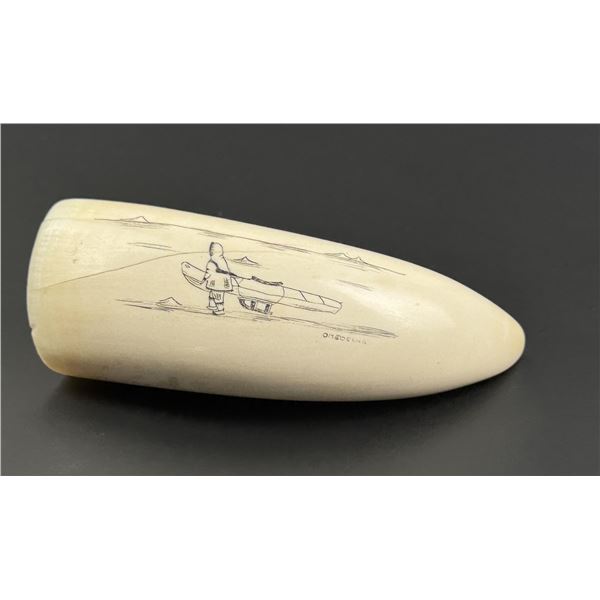 Alaskan Inuit Eskimo Scrimshaw Whales Tooth