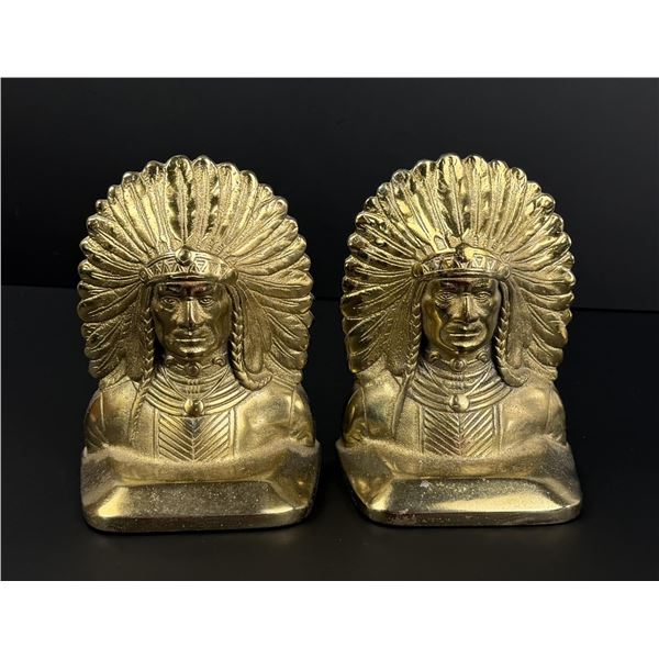 Cast Iron Indian Chief Bookends
