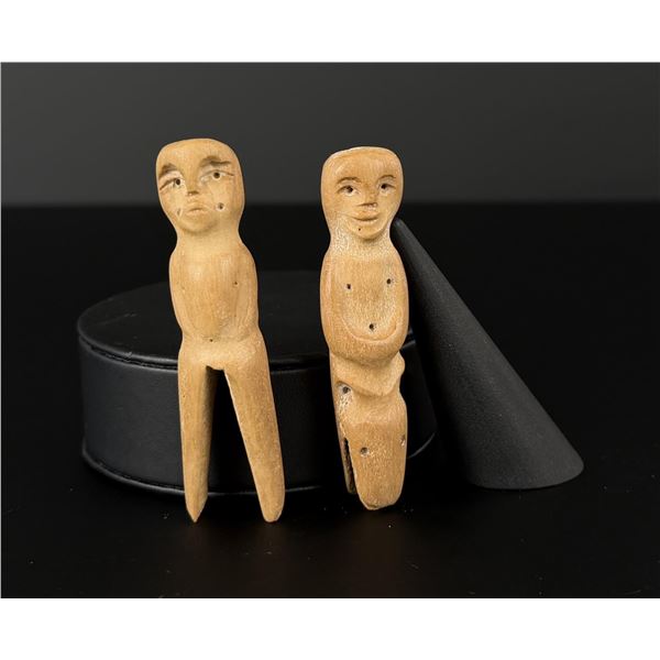 Rose Eutuk Alaskan Inuit Wood Carved Figures