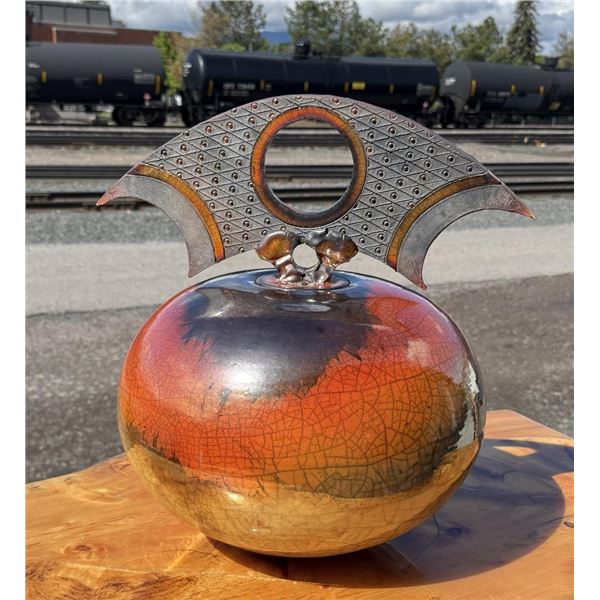 Bob Smith Studio Pottery Raku Lidded Pot