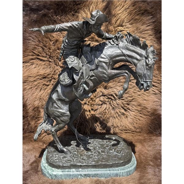 Lodge Size Frederic Remington Bronco Buster Bronze