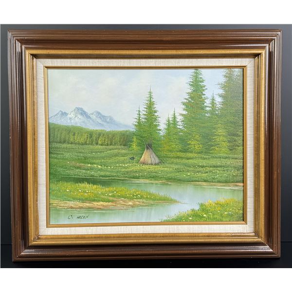 C Helen Indian Tipi Landscape Painting
