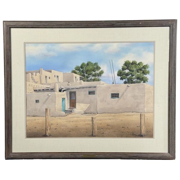 Anthony Holloway Pueblo Watercolor Painting
