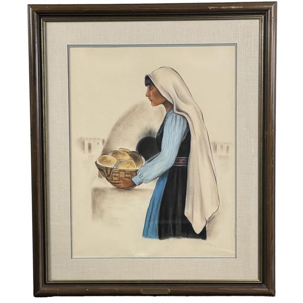 Sheila Hill Bread Woman Pastel Drawing