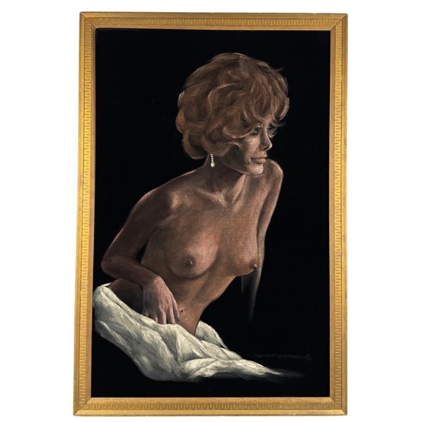 Mid Century Nude Painting on Velvet