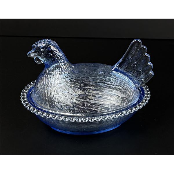 Indiana Glass Blue Hen on Nest