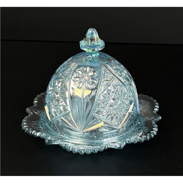Lenox Imperial Ice Blue Glass Butter Dish