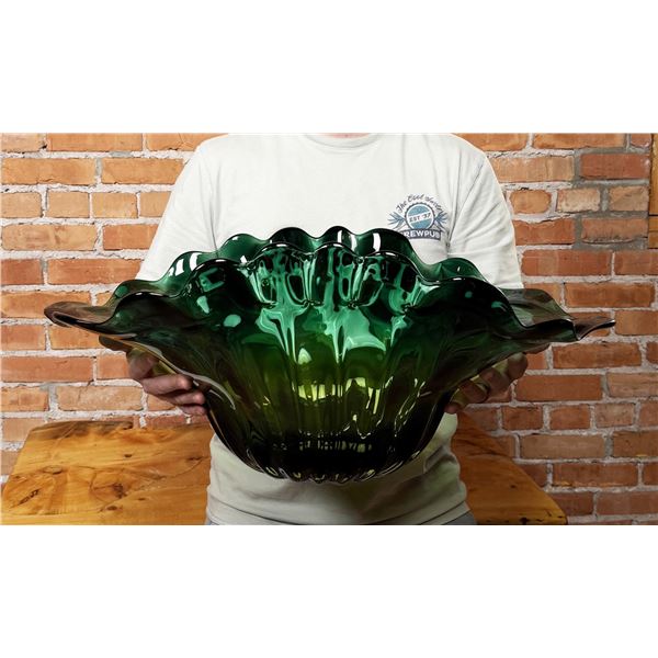 Large Murano Glass Ruffled Console Bowl