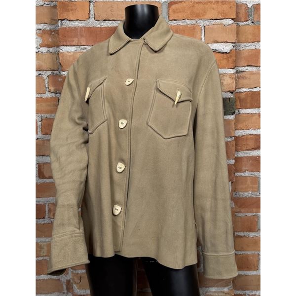 Vintage Suede Leather Horn Button Shirt