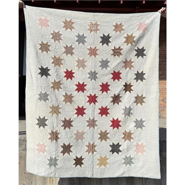 1920s Applique Feather Edged Stars Quilt