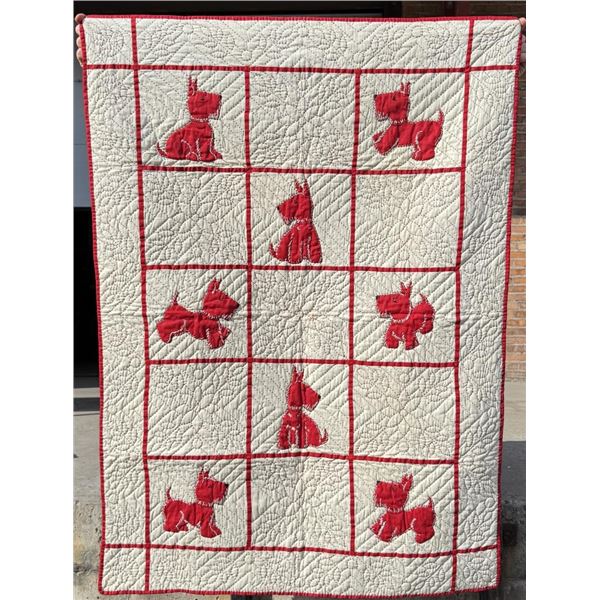 1930s Applique Scottish Terrier Scottie Dog Quilt