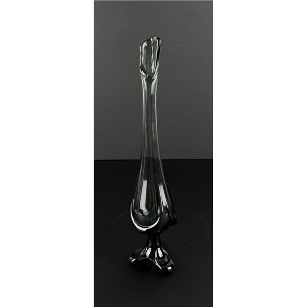Viking Glass Epic Steel Smoke Charcoal Swung Vase
