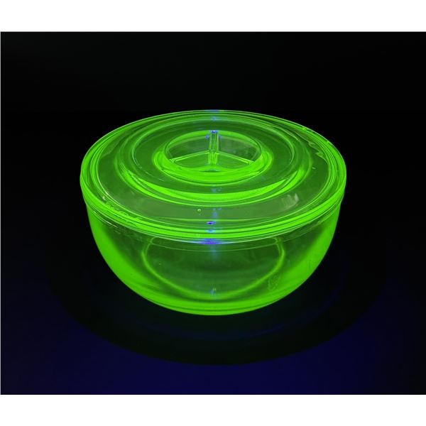 Jeannette Uranium Glass Refrigerator Bowl