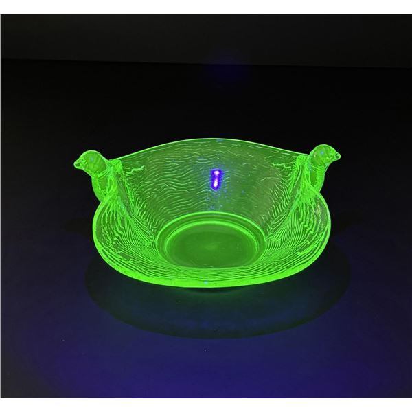 Fenton Uranium Glass Swan Bird Bowl