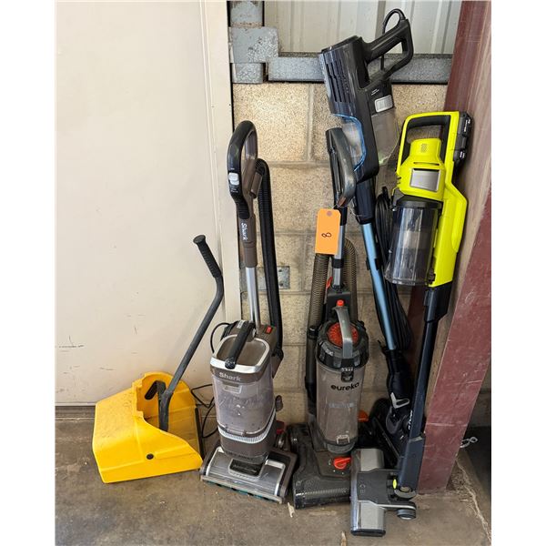 Multiple Cleaning Tools: Shark, Ryobi & Eureka Vacuums, Debris Dust Pan, etc