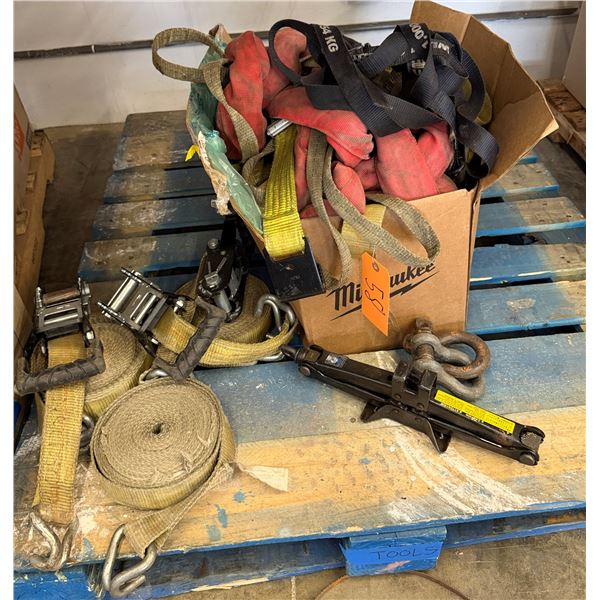 Multiple Ratchets & Straps, Car Jack, Shackles, etc