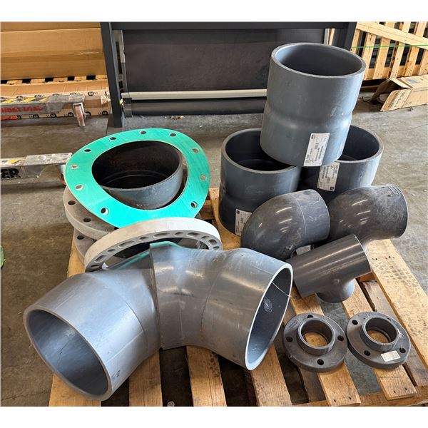 Multiple PVC Pipe Fittings, T's, Elbows, Couplings, Gaskets, Flanges, etc Misc Sizes