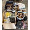 Image 1 : Contents of Pallet: Caution Tape Rolls, Rubber Foam Sealant Tape, Pipe Hangers, Control Transformers