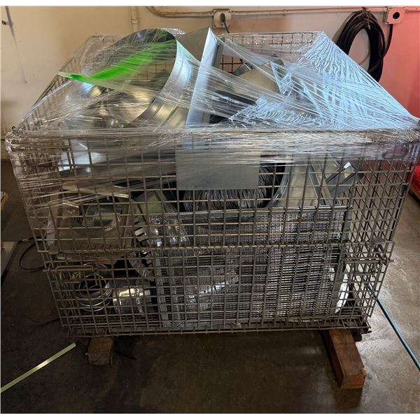 Metal Mesh Bin & Contents: Ventilation Components, Wall Caps, Backdraft Damper, HVAC Ducting & Fitti