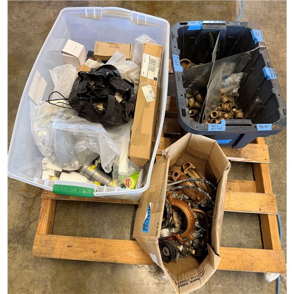 Contents of Pallet: Victaulic Fire Sprinkler Clamps, Pipe Fittings & Valves, etc Misc Sizes