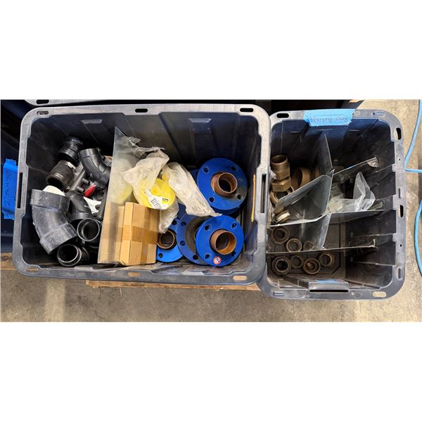 Qty 2 Bins Misc Pipe Fittings, Couplings, Flange Adapters, etc Misc Sizes