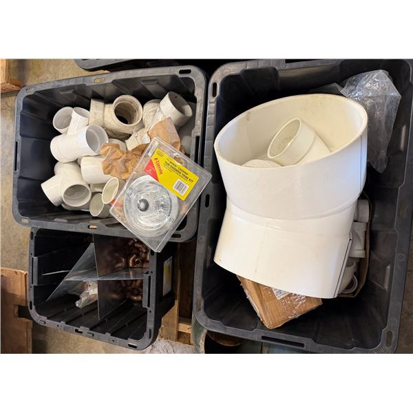 Qty 3 Bins Misc Pipe Fittings, Moen Tub & Shower Trim Kit, etc Misc Sizes