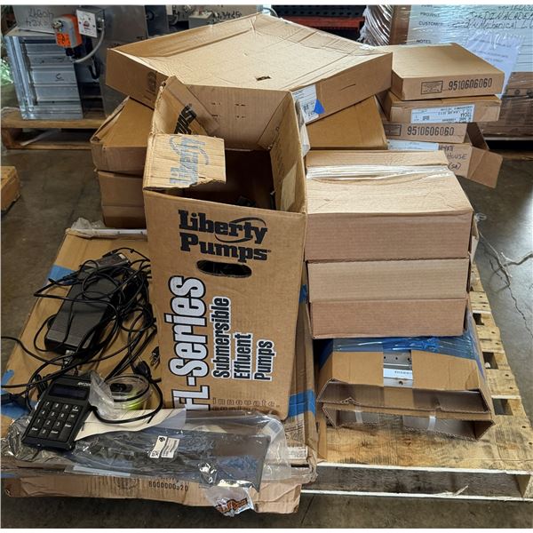 Contents of Pallet: ID TECH SecureKey M130 Encrypted Keypad, Titus 300FL & 272FL Grilles, Clips, etc