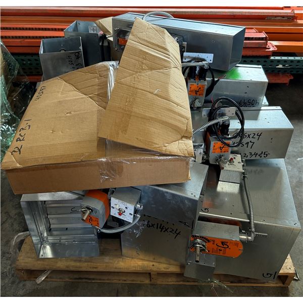 Contents of Pallet:  Aire Technologies Fire & Smoke Dampers, Belimo Actuators, Junction Boxes, Remot