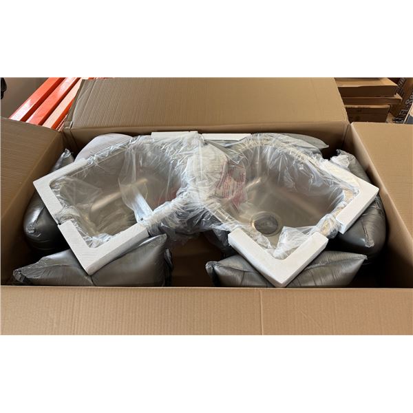 Houzer LCR-3221 Legend Double Bowl Corner Kitchen Sink