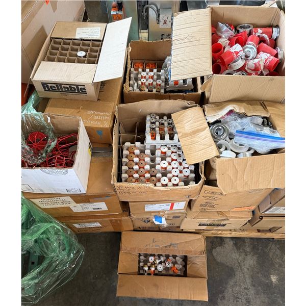 Contents of Pallet: Ferrules, Tyco Sprinkler Heads, Fire Protection Head Guards, ASC Wall Plates, et