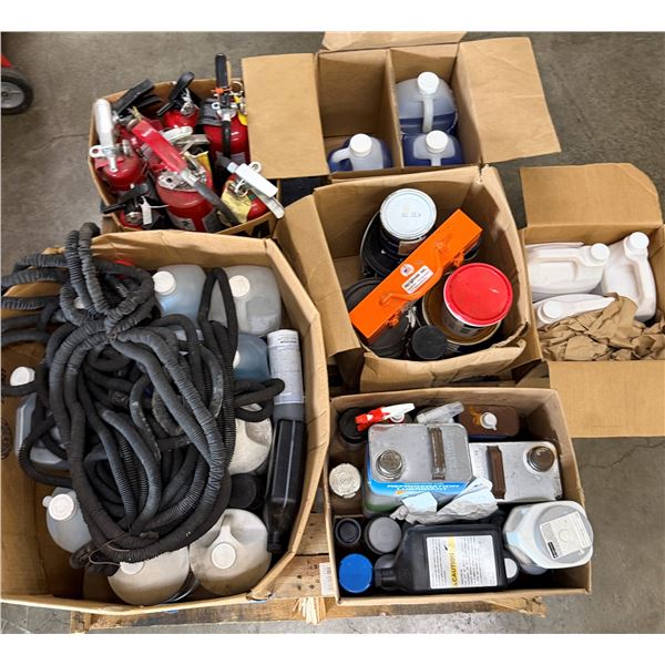 Contents of Pallet: Expandable Hose, Accushim Set, Gearlube Synthetic Oil, Fire Extinguishers, etc