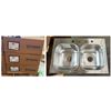 Image 1 : Qty 3 Boxes Moen GS202134Q Double-Basin Stainless Steel Sinks