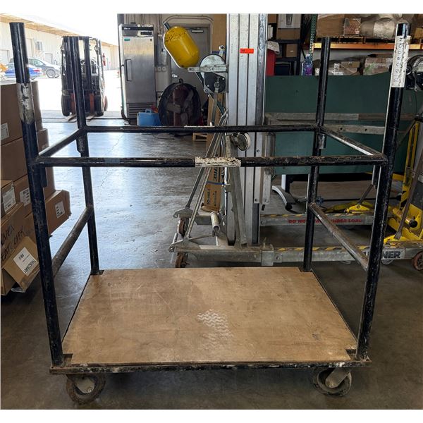 Black Framed Utility Cart w/ Plywood Base 48" x 30" x 56"H