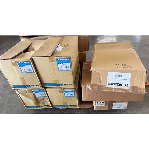 Multiple Boxes Watts Potable Water Expansion Tanks, Toto Flush Valve, Lid Assembly, Seat Covers, etc