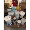 Image 2 : Multiple Pails Sure Seal, Dura-Brite Roof Coating, Paint, Cat Litter, Gas Can, etc