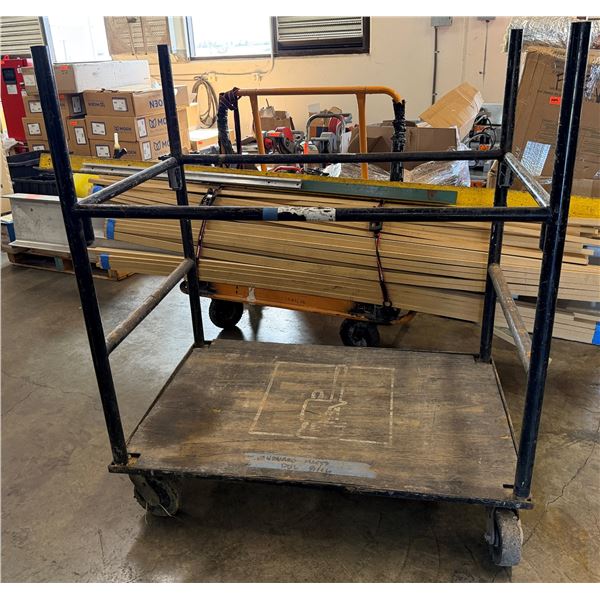 Black Framed Utility Cart w/ Plywood Base 48" x 30" x 56"H