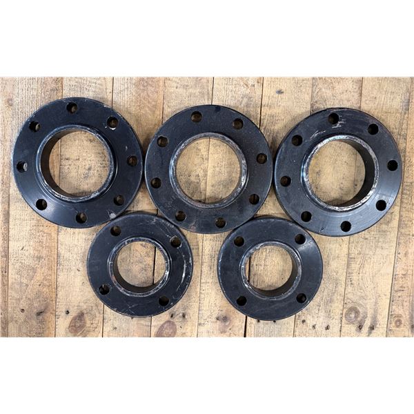Qty 5 Black Welding Neck Flanges, Misc Sizes
