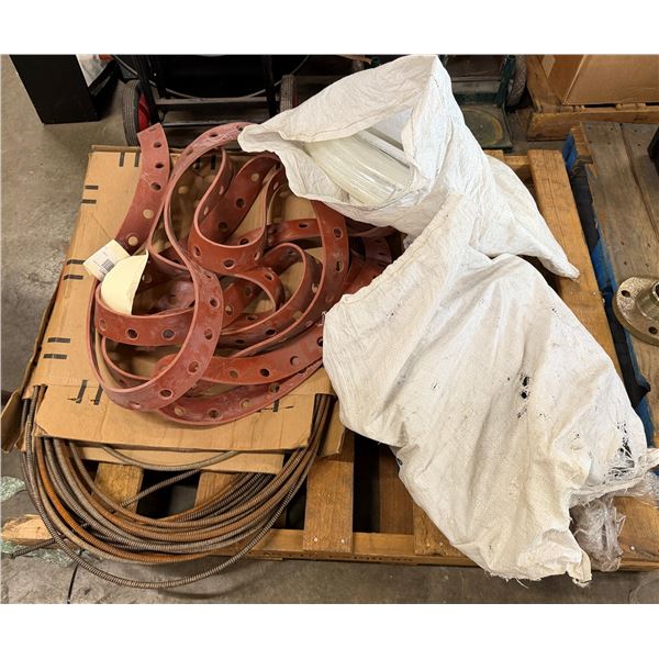 Contents of Pallet: Hanger Straps, Metal Cable, Bag Flexible Tubes, Hardware, etc