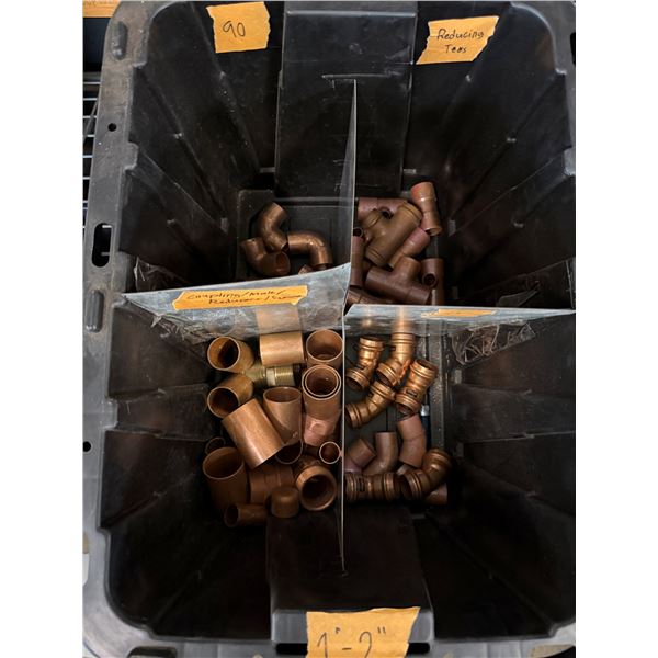 Bin Multiple Copper Pipe Sections & Fittings: Elbows, T's, etc Misc Sizes