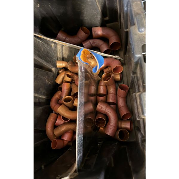 Bin Multiple Copper Pipe Elbow Fittings, Misc Sizes