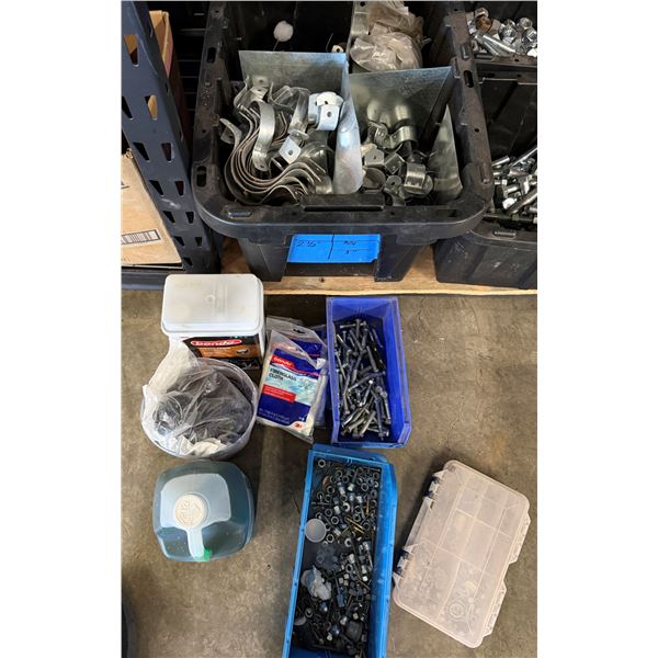 Multiple Bins Clamps, Brackets, Bondo Fiberglass Cloth, Hardware, etc