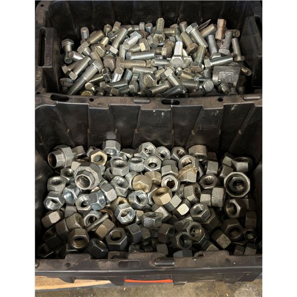 Qty 2 Bins Industrial Grade Bolts & Threaded Rods, Nuts, etc