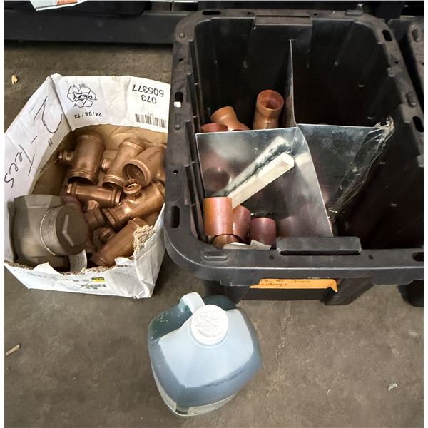 Multiple Bins Copper Press Pipe Fittings, Nibco Stop Couplings, Caps, etc Misc Sizes