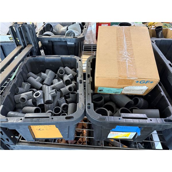 Qty 2 Bins Pipe Fittings & Box +GF+ Georg Fischer Elbows