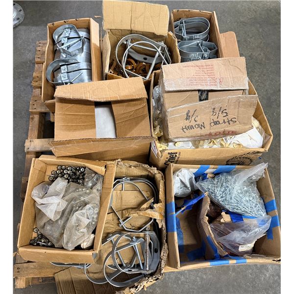 Contents of Pallet:  Multiple Pipe Clamps, Fittings, Insulation Couplings, etc