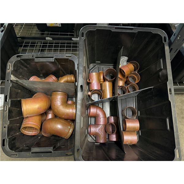 Qty 2 Bins Copper Pipe Fittings, Misc Sizes